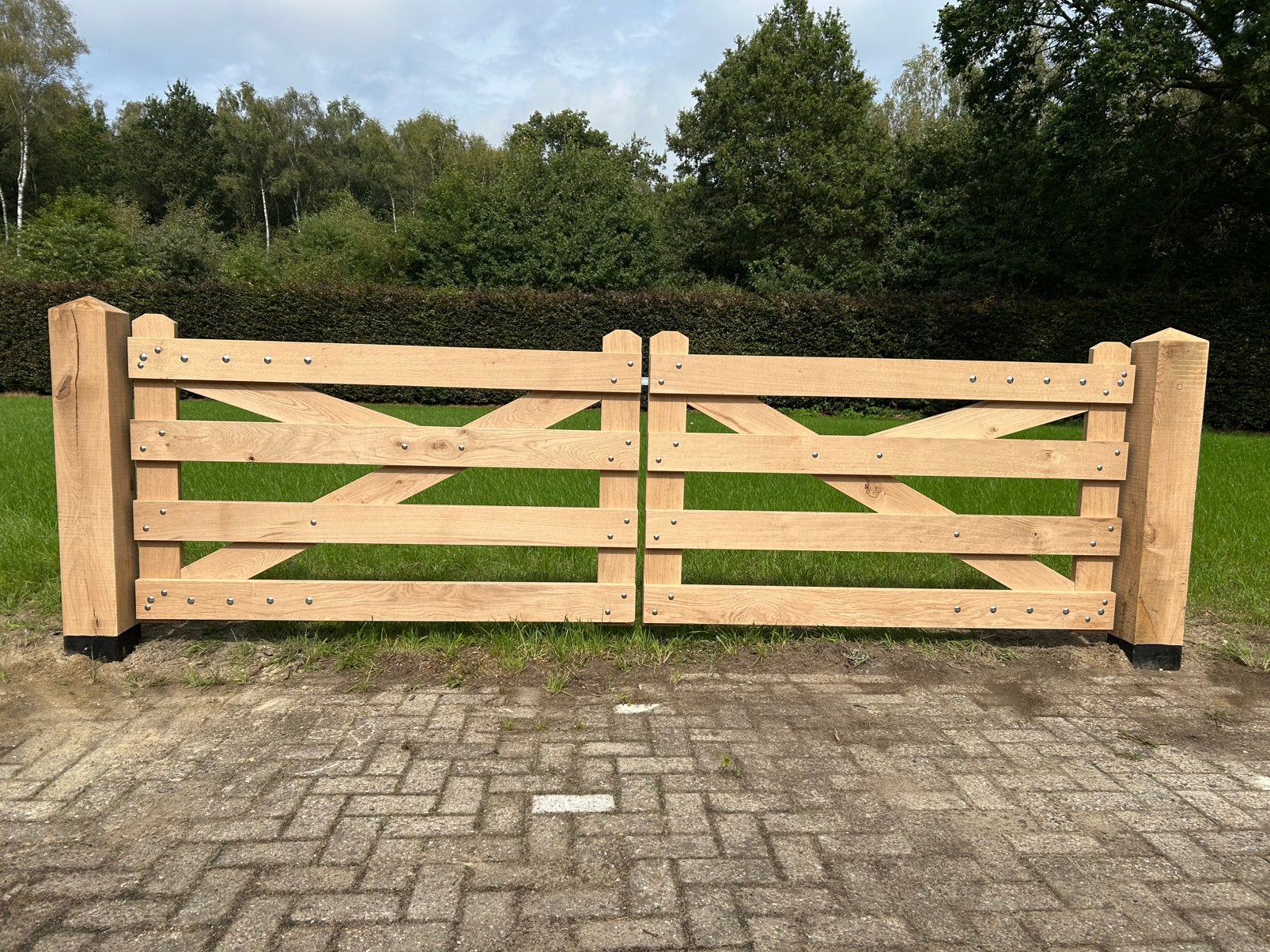 Dubbele Eiken poort | Landhek | Hekwerken | Poort, Ophalen, Nieuw, Hout, Tuinhek