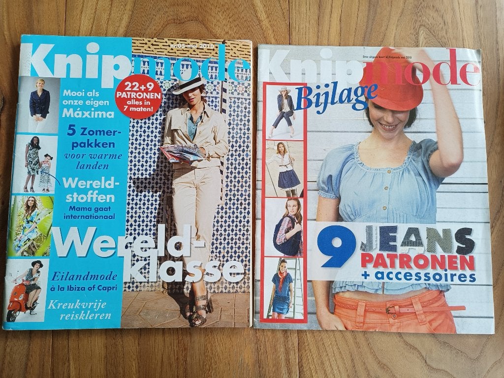 Knipmode mei 2010 met bijlage extra jeanspatronen, Hobby en Vrije tijd, Kledingpatronen, Ophalen of Verzenden, Zo goed als nieuw