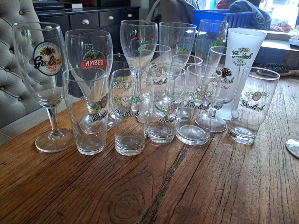 Grolsch bierglazen - diverse soorten - 15 stuks, Ophalen of Verzenden, Overige merken, Glas, Overige typen