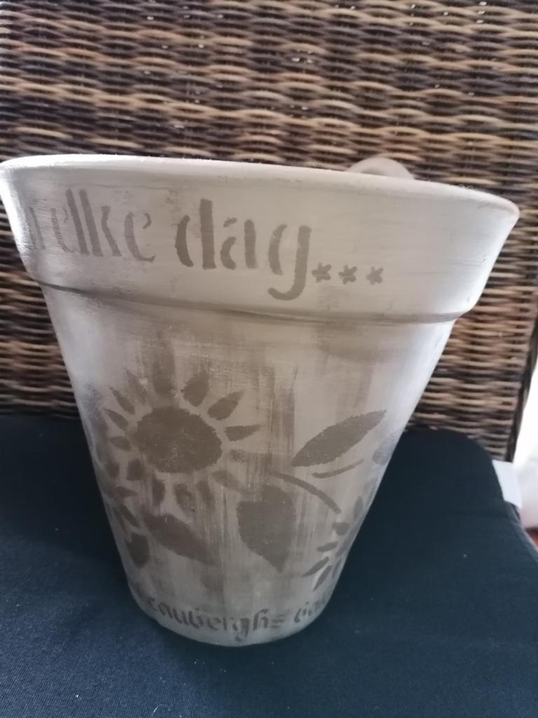 Mooie bloempot met tekst en motief - 40 cm hoog, 25 tot 40 cm, Binnen, Ophalen of Verzenden, Zo goed als nieuw
