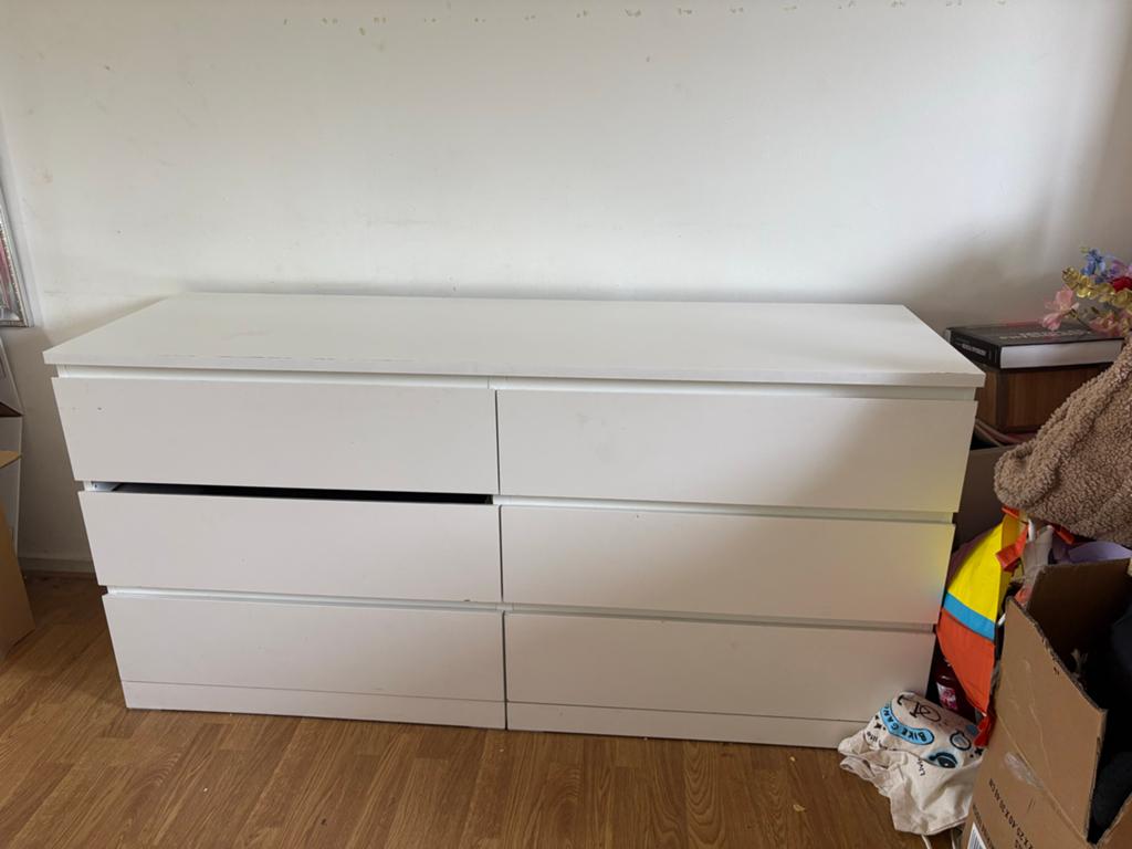 Witte ladekast met 6 laden, Ophalen, Overige materialen, Gebruikt, 100 tot 150 cm
