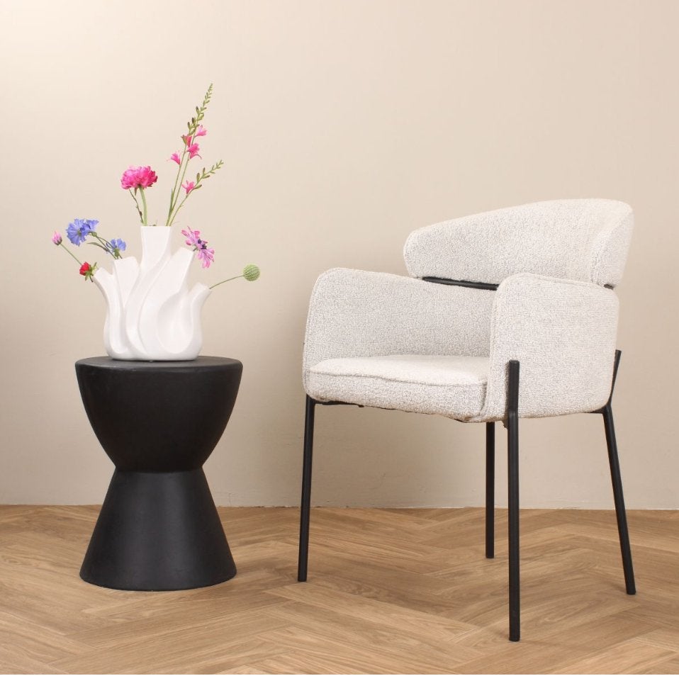 4x stoel beige - eetkamerstoel beige -  boucle stoelen beige, Ophalen, Bruin, Nieuw, Vier