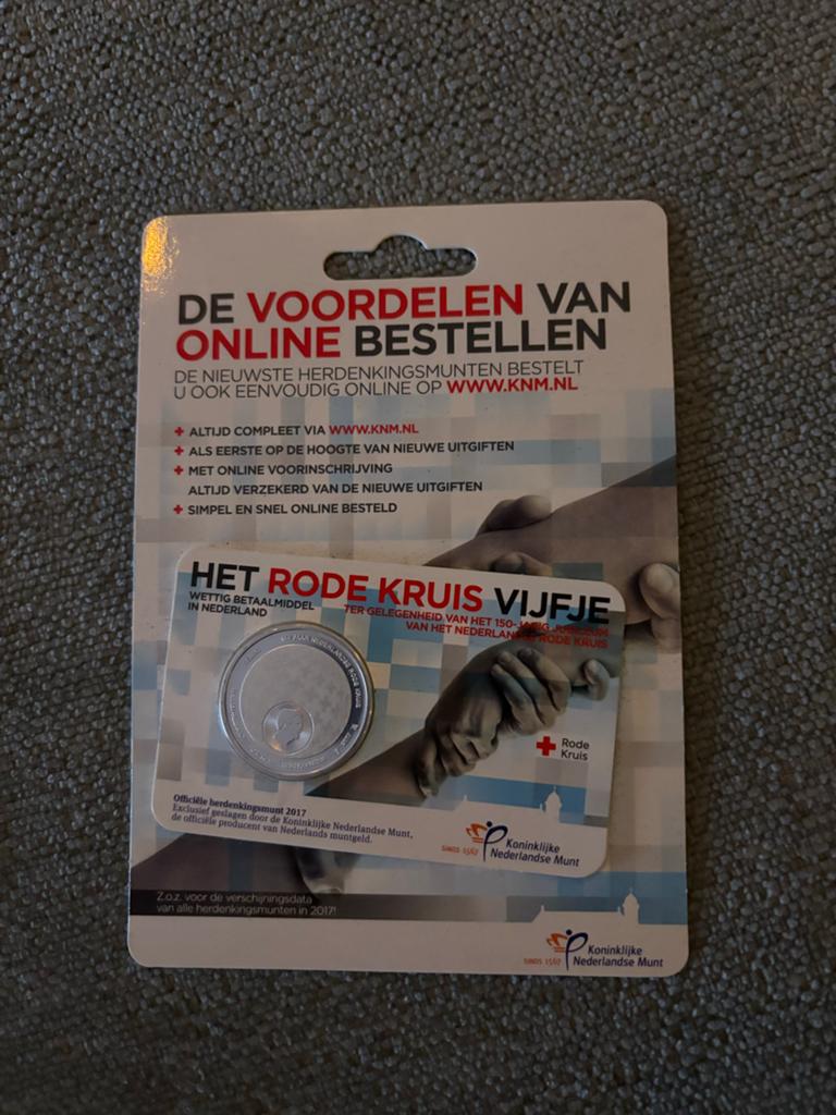 Rode Kruis Vijfje 2017 Coincard XL - Koninklijke Nederlandse, Ophalen of Verzenden, Koningin Beatrix, 5 gulden, Losse munt