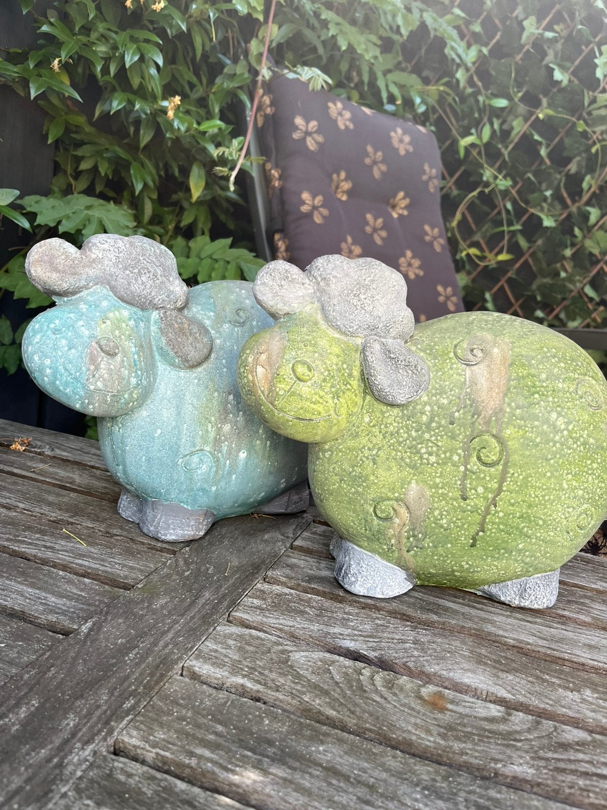 2 leuke stenen schaapjes, Tuin en Terras, Ophalen, Zo goed als nieuw, Steen