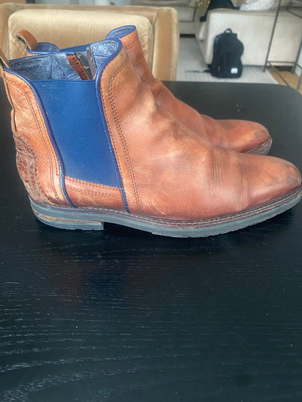 Cognac leren boots heren van italy maat 41, Kleding | Heren, Schoenen, Ophalen of Verzenden, Zo goed als nieuw, Bruin, Boots