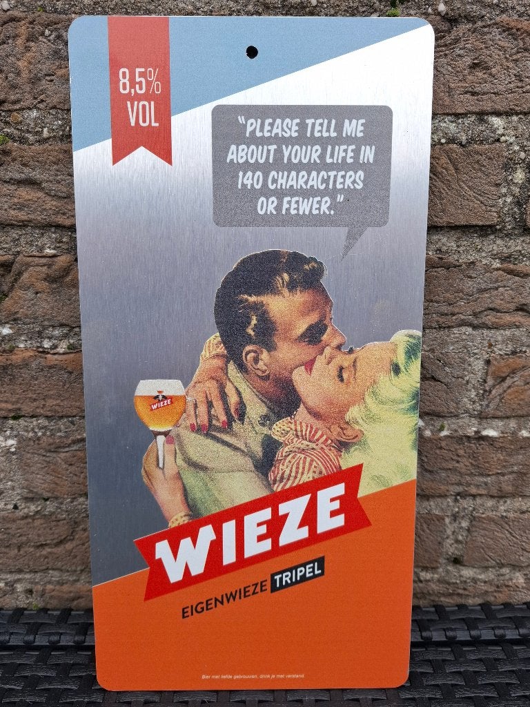 Reclamebord Wieze bier, Ophalen of Verzenden, Nieuw, Reclamebord, Plaat of Schild, Overige merken