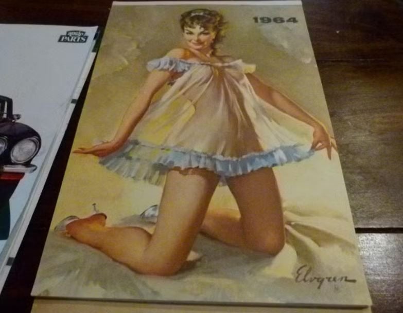 vintage pin up kalender 1964 Elvgren, Verzamelen, Retro, Ophalen, Huis en Inrichting