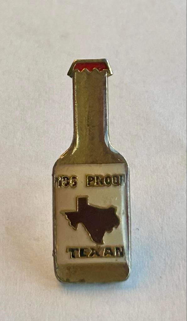 Vintage Texas 100 Proof Texan Fles Pin Speldje, Ophalen of Verzenden, Zo goed als nieuw, Stad of Land, Speldje of Pin