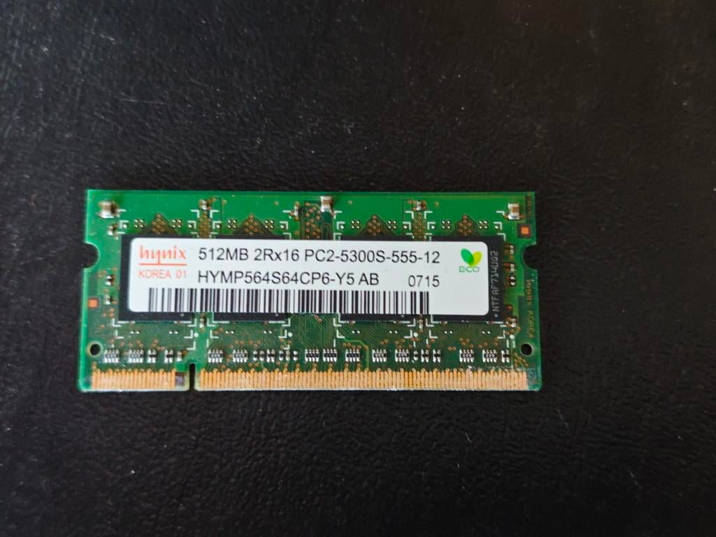 Hynix 512MB PC2-5300S DDR2 Laptop RAM Geheugen, Ophalen, DDR2, Laptop, Gebruikt