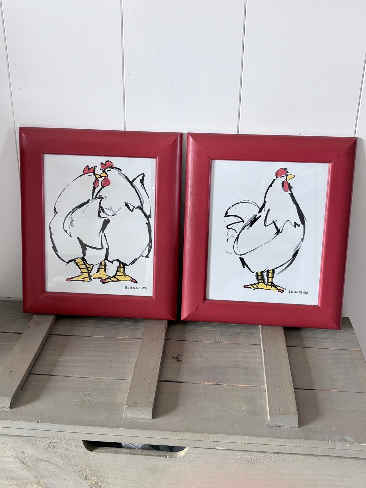 Ellen Meuwese, zeefdrukken, Kippen., Antiek en Kunst, Zeefdruk, Ophalen of Verzenden, Dieren en Natuur, Gesigneerd