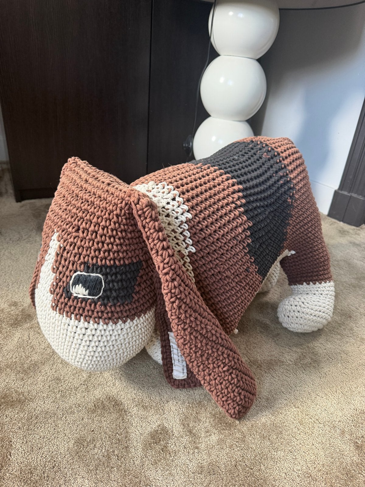 Grote gehaakte hond knuffel van Anne-Claire Petit, Overige merken, Handgemaakt, Zo goed als nieuw, Middelgroot (20 tot 80 cm)