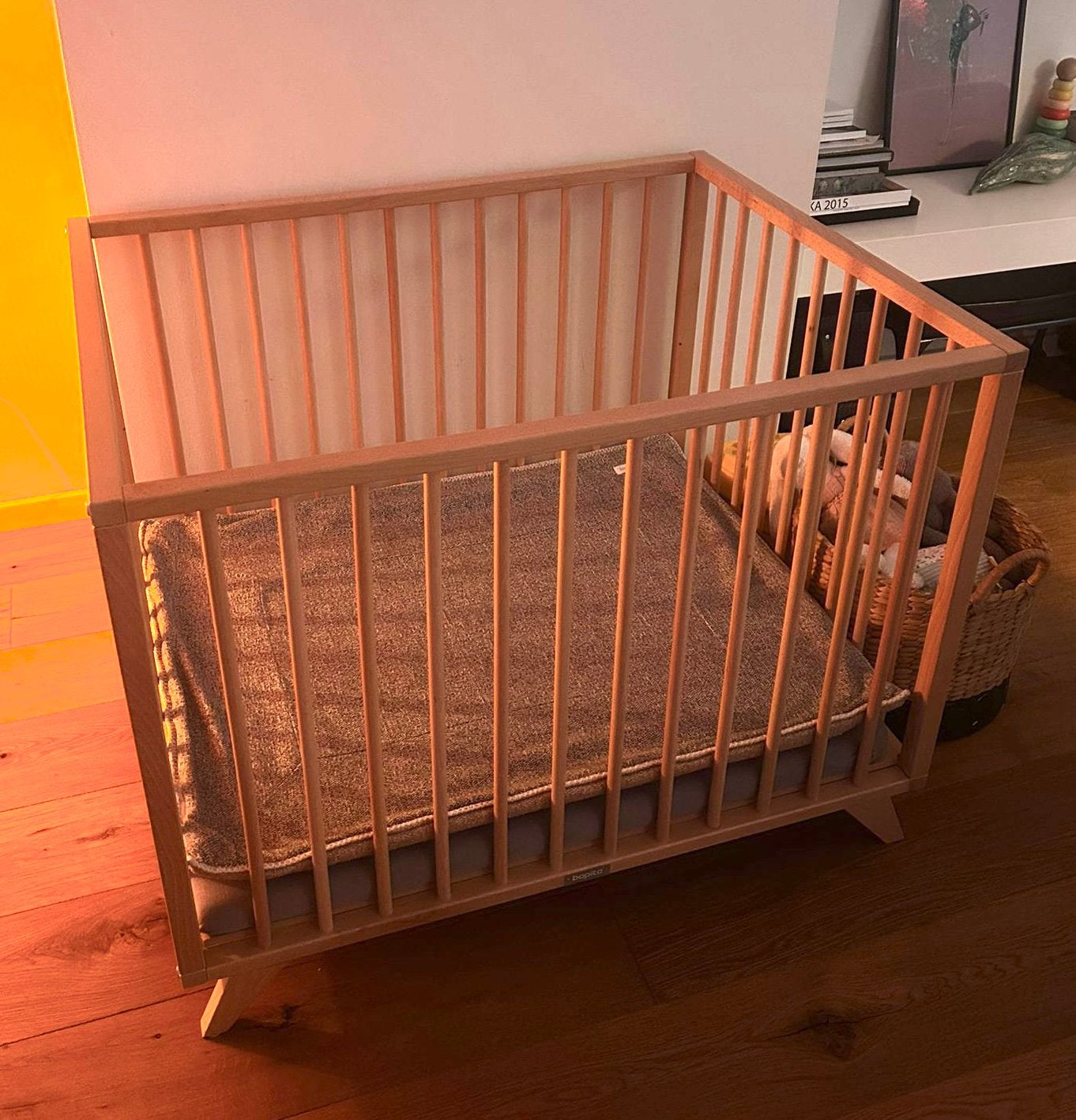 Bobita box van hout met matras, Kinderen en Baby's, Boxen, Ophalen, Gebruikt, Vierkant, Boxkleed