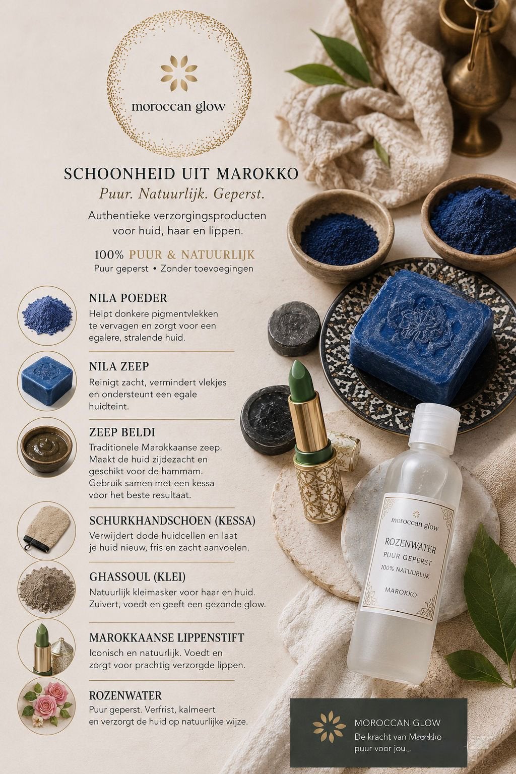 Verzorgings producten nila ghasoul arganolie rozenwater, Ophalen of Verzenden