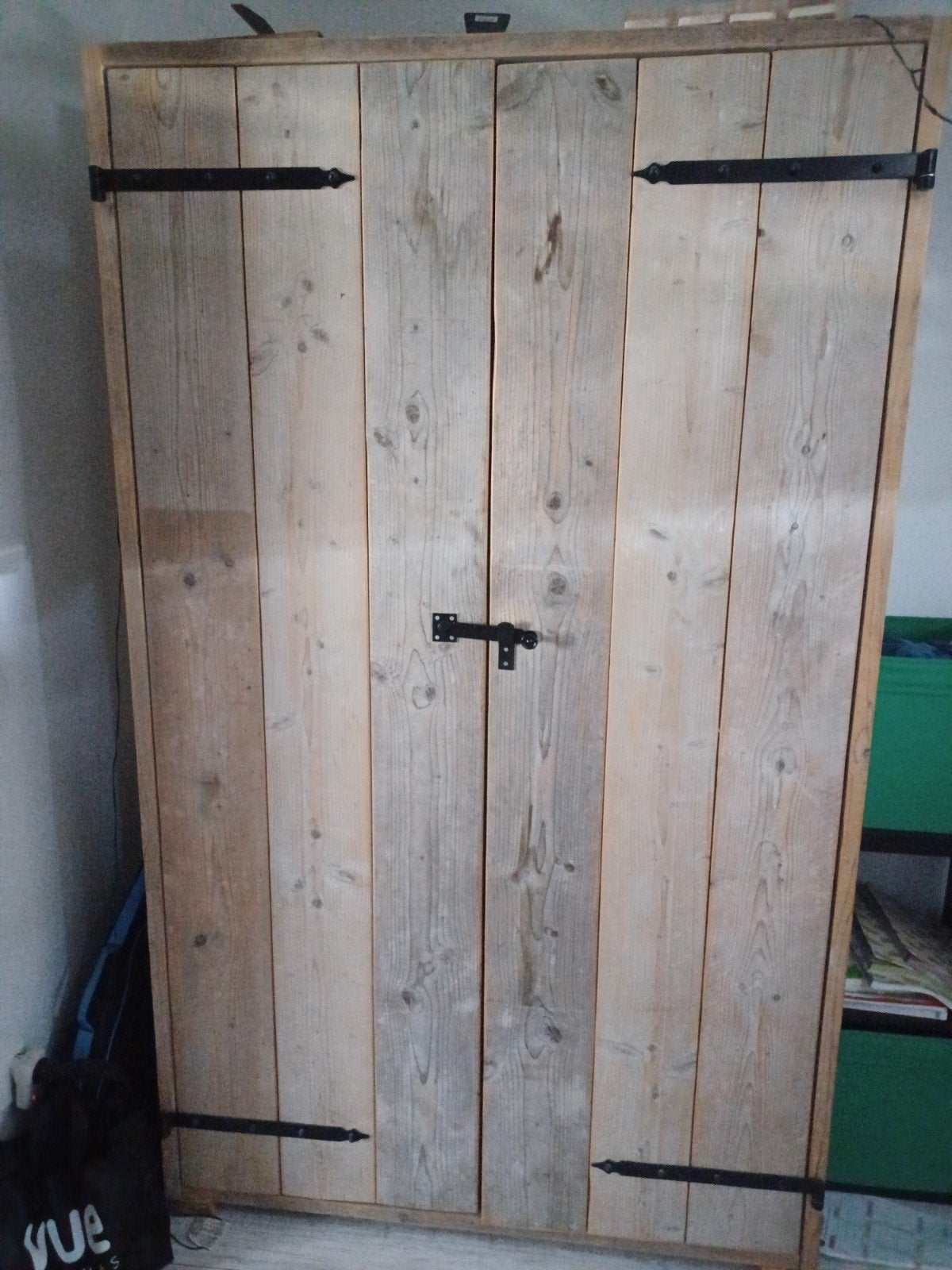 Steigerhouten Kledingkast 120x60x200 met Hang- en Legdeel, Huis en Inrichting, Kasten | Kledingkasten, Ophalen, Met deur(en), Gebruikt