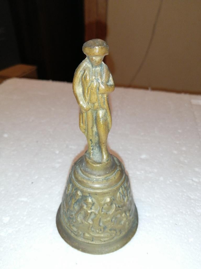 Zwaar messing tafelbel, receptiebel met Napoleon beeldje, Antiek en Kunst, Antiek | Koper en Brons, Ophalen of Verzenden