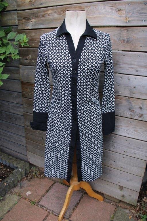 Doorknoopjurk zwart/ wit My Pashion mt XS travel Vaste prijs, Maat 38/40 (M), Zwart, Ophalen of Verzenden, Zo goed als nieuw