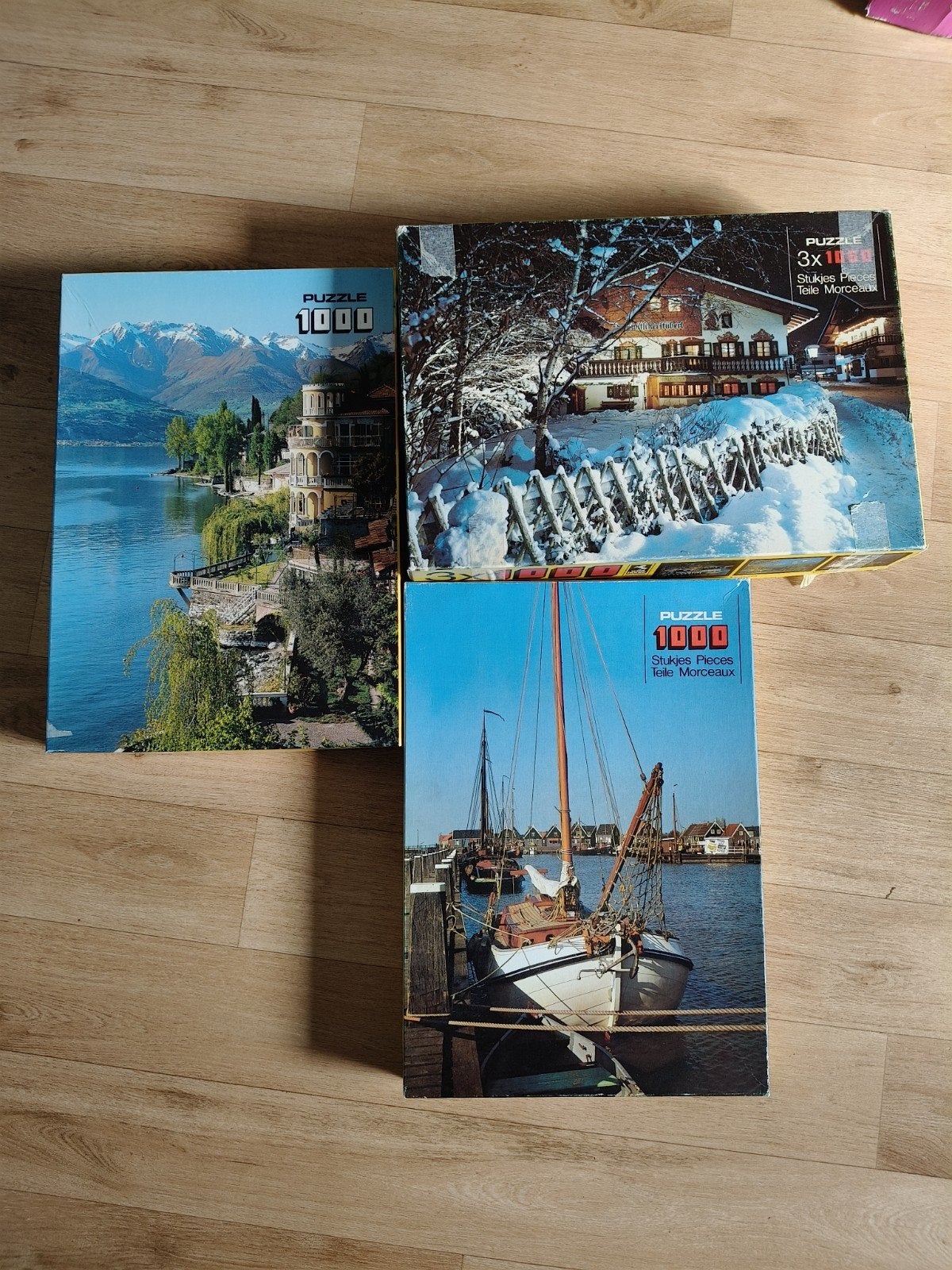 3 Legpuzzels van 1000 stukjes, Ophalen of Verzenden, 500 t/m 1500 stukjes, Gebruikt, Legpuzzel