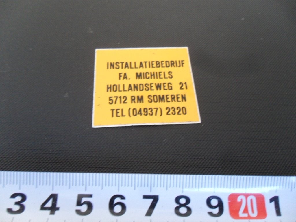 sticker Someren installatiebedrijf FA. MICHIELS Hollandseweg, Ophalen, Zo goed als nieuw