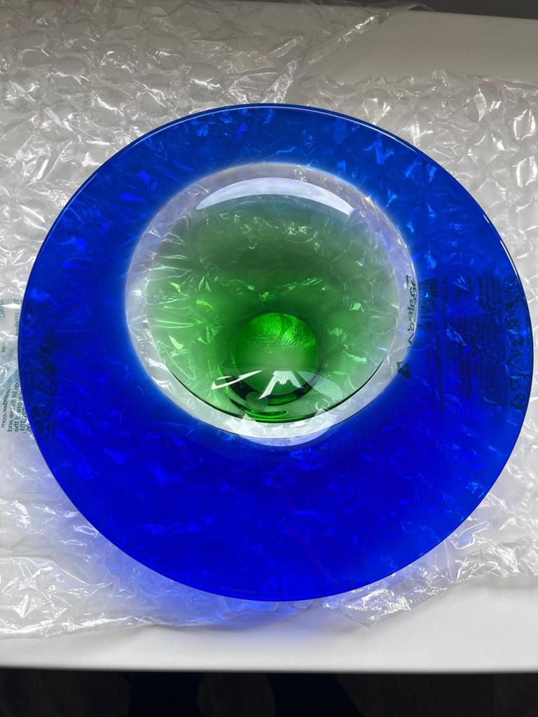 Prachtige Beranek Glazen Schaal - Blauw & Groen, Ophalen of Verzenden