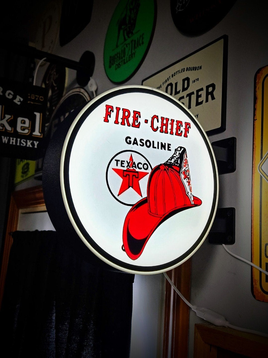 Nieuw dubbelzijdig Texaco Fire Chief lichtbord, Ophalen of Verzenden
