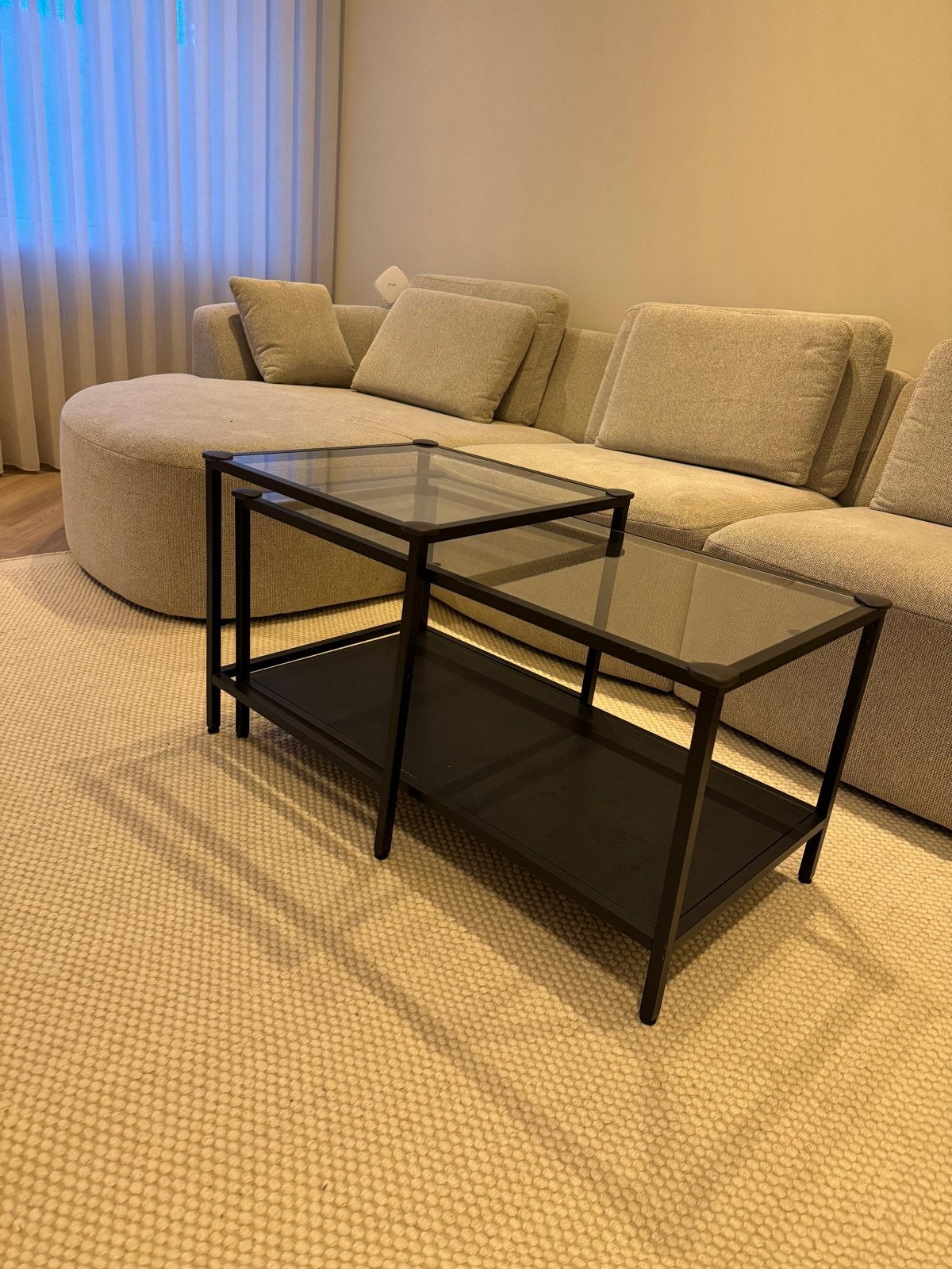 IKEA VITTSJÖ salontafel en laptoptafel, zwartbruin/glas, 50 – 75, Rechthoekig, 50 tot 100 cm, Ophalen of Verzenden