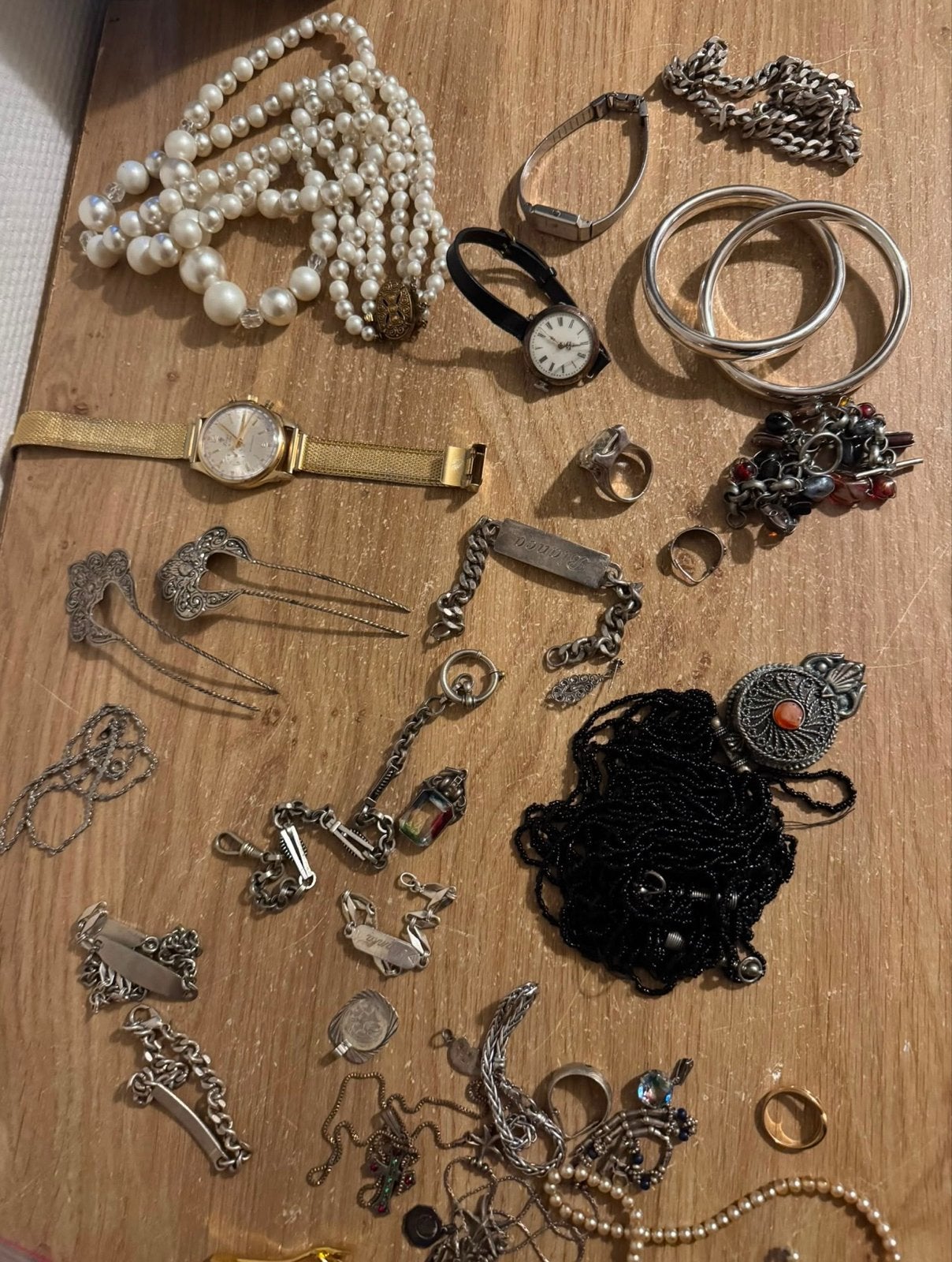 Diverse sieraden en horloges - Zilver en Goudkleurig, Ophalen of Verzenden, Zilver, Armband, Met edelsteen