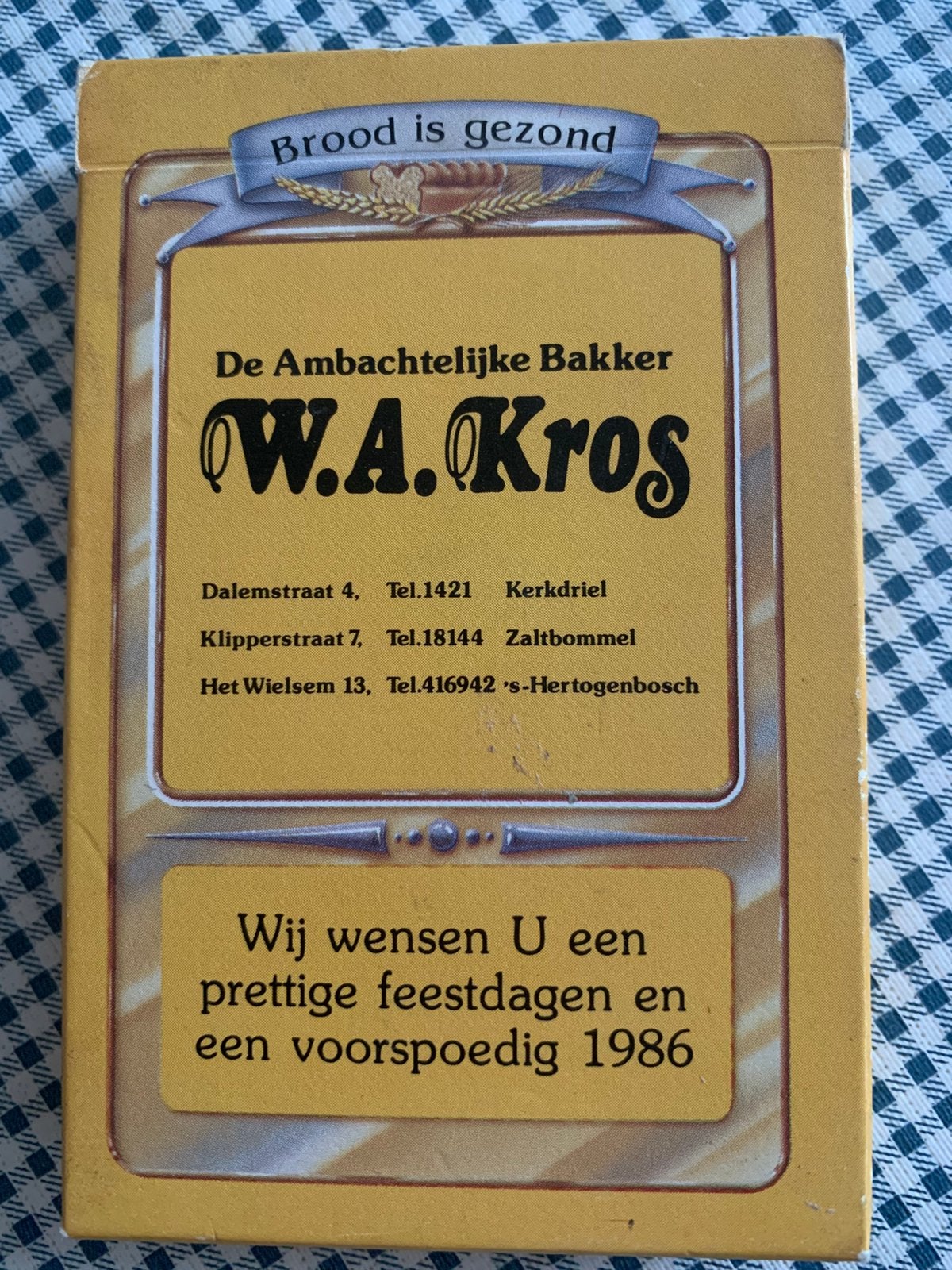 KWARTET : Ambachtelijke Bakker W.A. KROS te Kerkdriel, Een of twee spelers, Ophalen of Verzenden, Nieuw, Depa