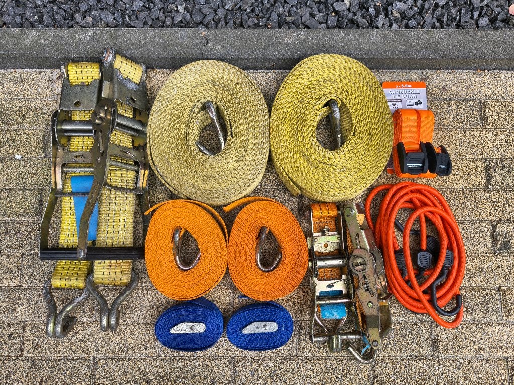 Spanbanden set & aanhanger/kar disselslot - tasmodel slot, Ophalen of Verzenden, Gebruikt