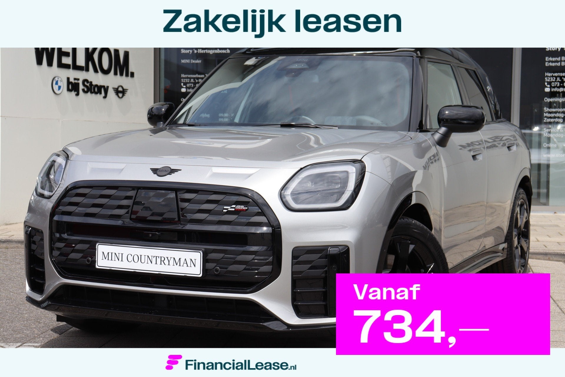 MINI Countryman E / JCW / Pakket L / 19" John Cooper Works R, Stof, Countryman, SUV of Terreinwagen, Zilver of Grijs