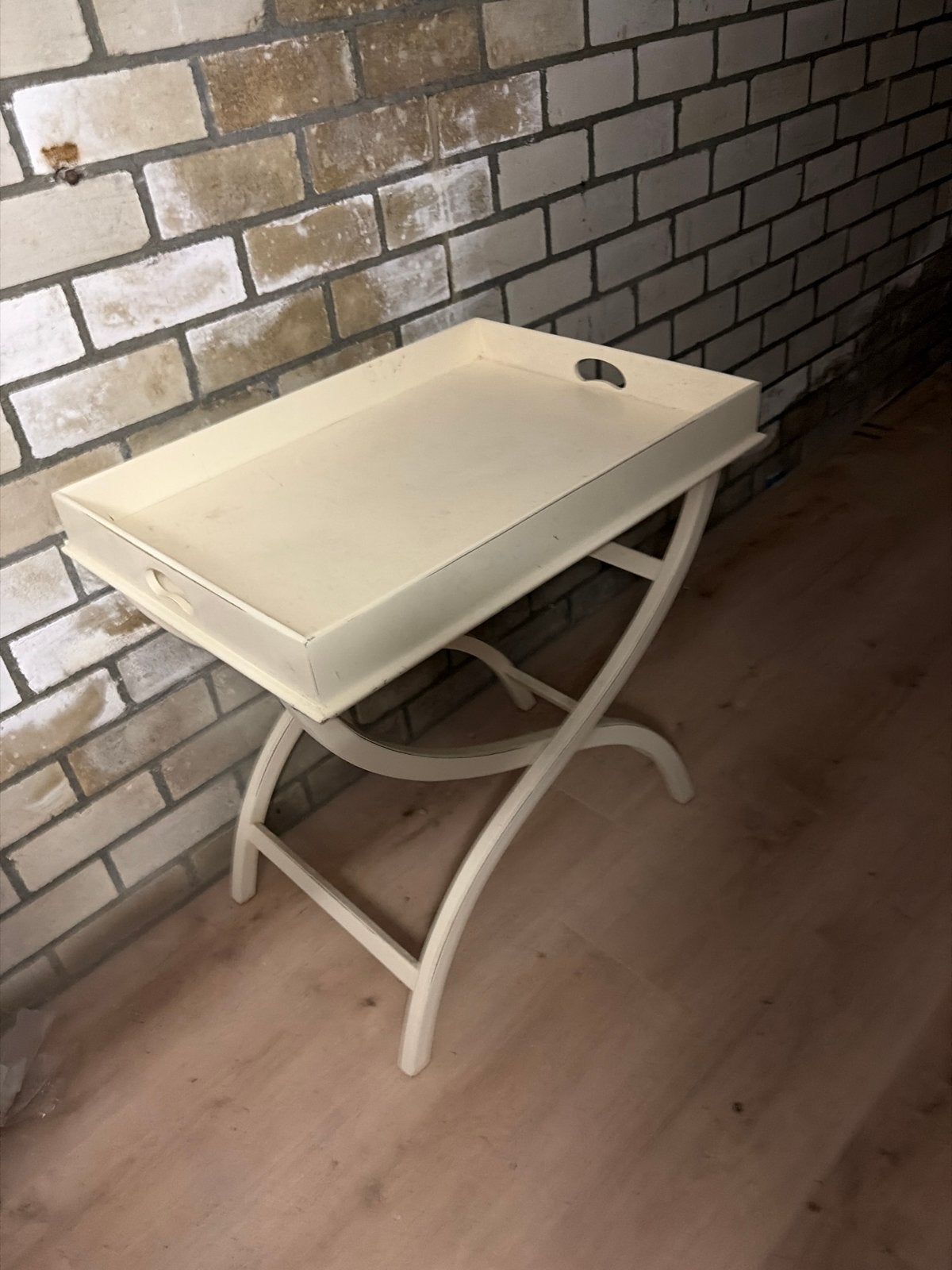 Riviera Maison dienbladtafeltje met inklapbaar onderstel, Gebruikt, 55 tot 75 cm, Rechthoekig, Hout