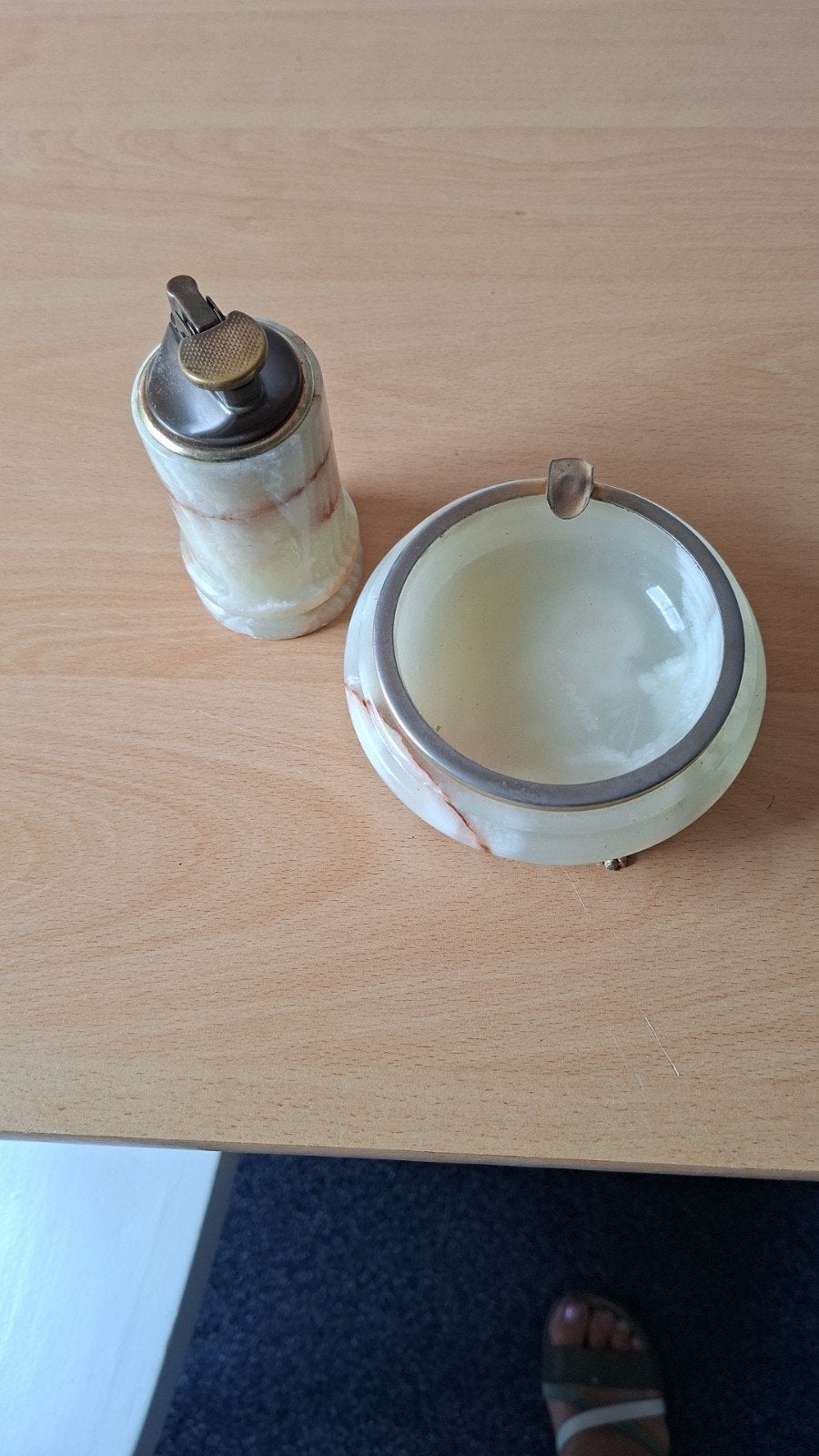 Marmeren asbak met gasaansteker, Verzamelen, Ophalen of Verzenden, Gebruikt, Aansteker