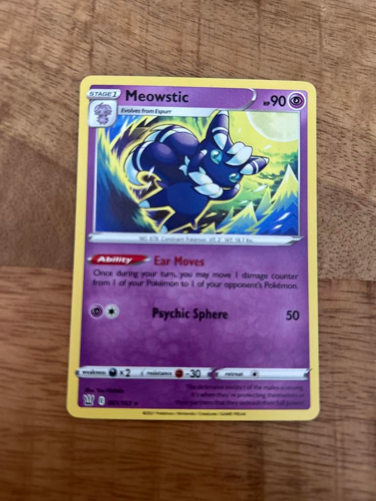 Meowstic Pokémon Kaart - Stage 1, Psychic Sphere, Ophalen of Verzenden, Zo goed als nieuw, Losse kaart