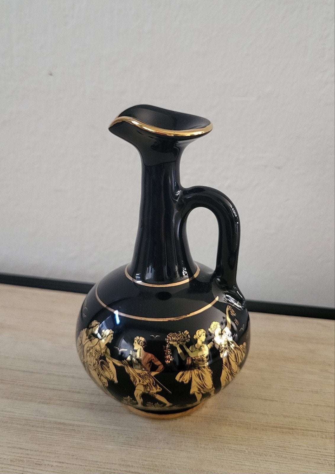 Griekse vintage miniatuurvaas – Handgemaakt met 24K goud, Ophalen