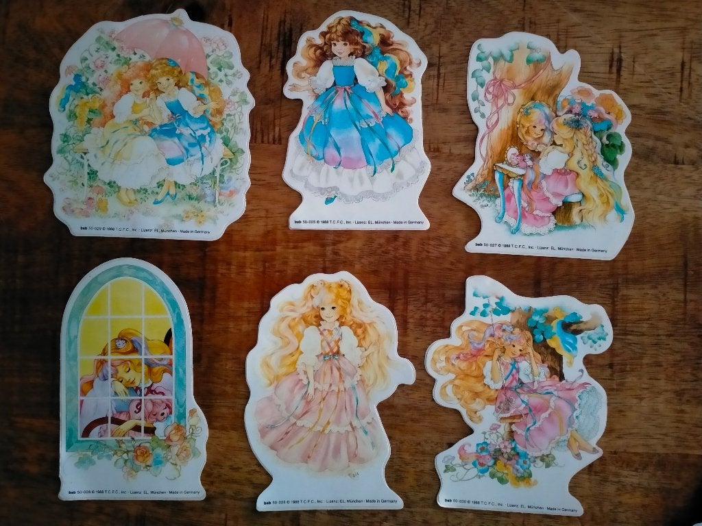 Lady Lovely locks 1988 vintage pop poppen serie stickers, Verzenden, Zo goed als nieuw, Strip of Tekenfilm