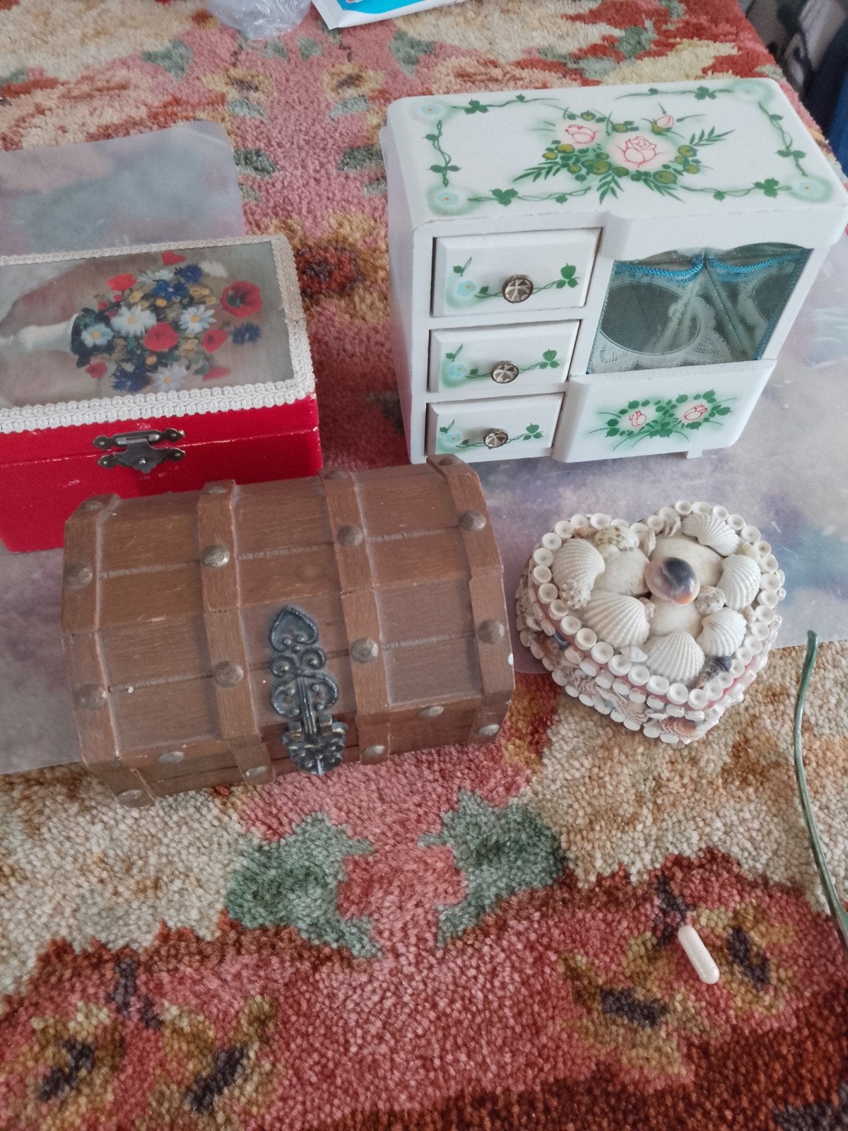 4 hele oude sieraden kistjes, sieradendoos vintage, Verzenden, Overige materialen
