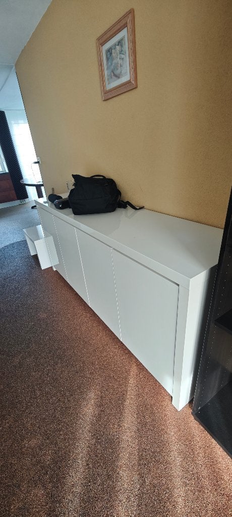 Wit hoogglans dressoir 4 deuren, Ophalen, Zo goed als nieuw, 25 tot 50 cm, 150 tot 200 cm