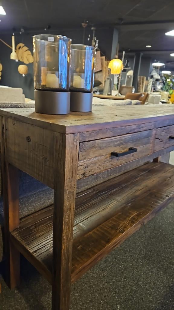 Wandtafel recycled oud hout, Ophalen of Verzenden, 25 tot 50 cm, Rechthoekig