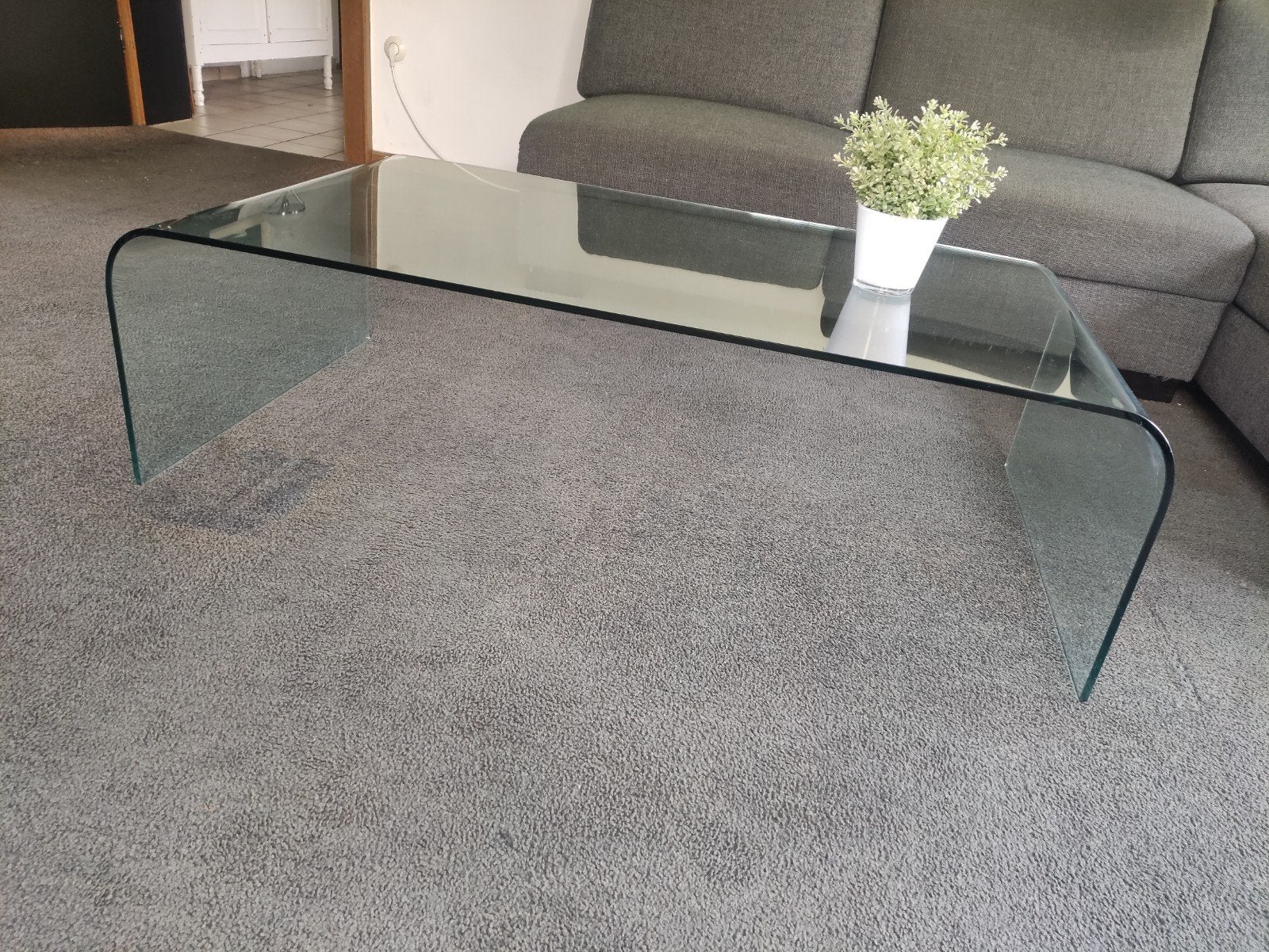 Design Salontafel van Gebogen Glas - 130x69x38 cm, Ophalen, Gebruikt, 100 tot 150 cm, Modern Design