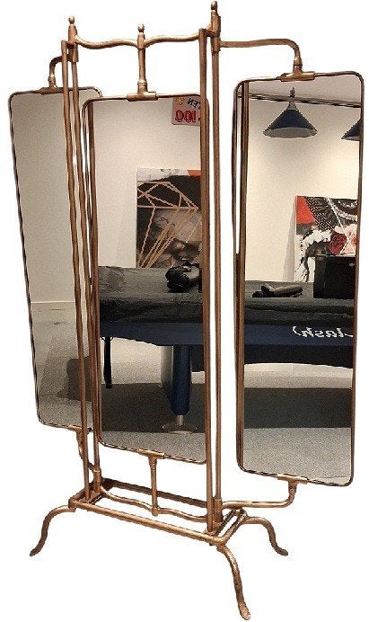 vintage 3-paneel spiegel op voet, Ophalen, Rechthoekig, Minder dan 50 cm