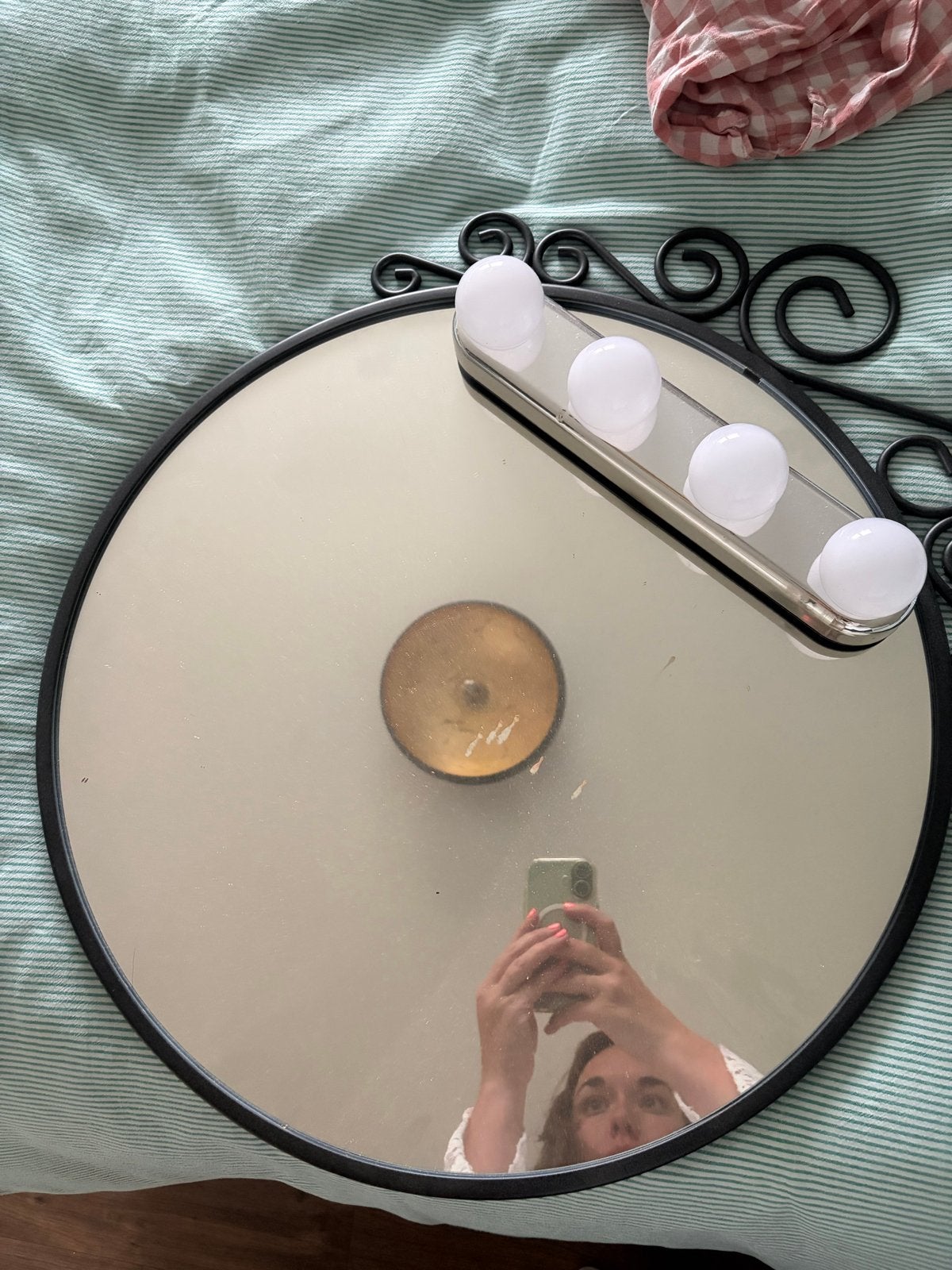 IKEA EKNE spiegel, Gebruikt, Rond, Ophalen of Verzenden, Minder dan 100 cm