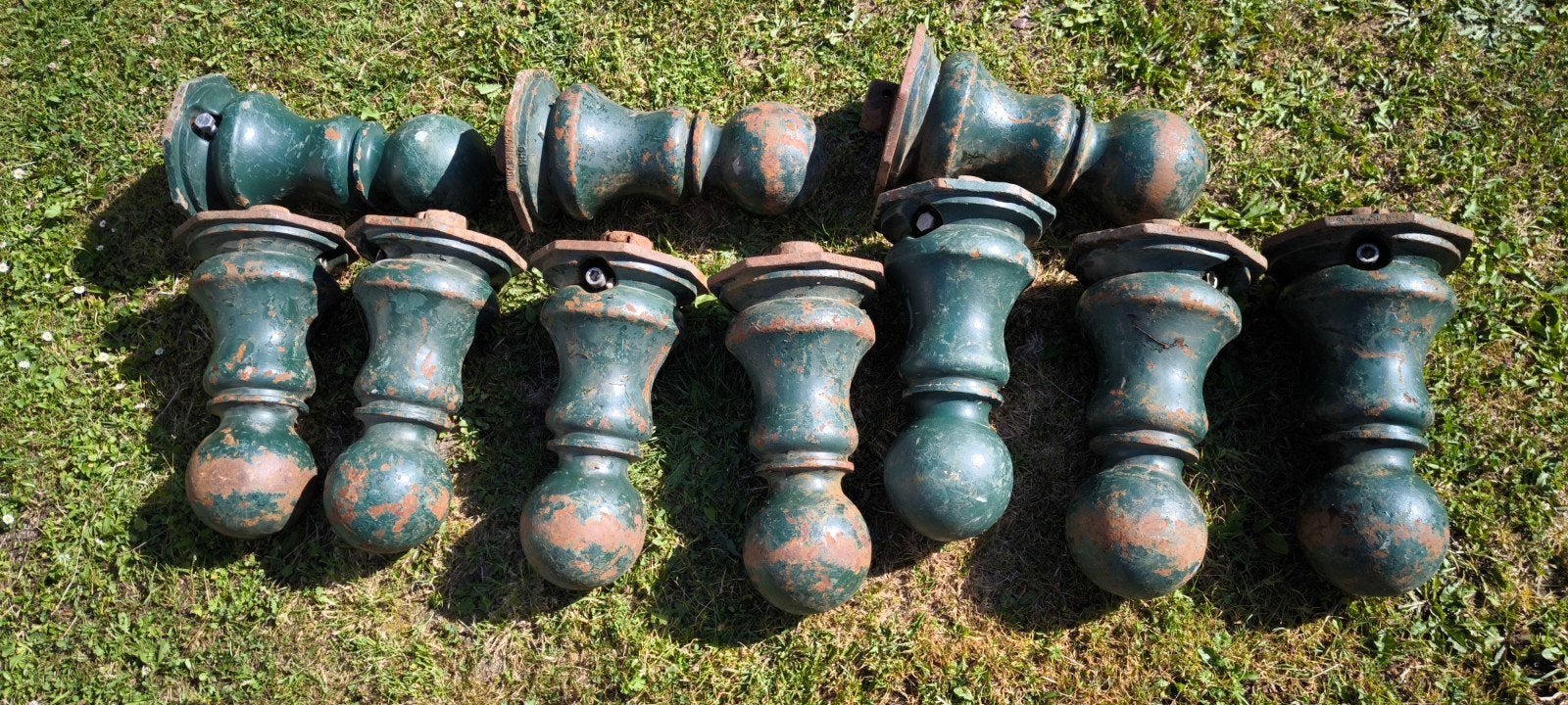 Authentiek Frans gietijzer: 19x hekpunten + 10x bornes 46cm, Tuin en Terras, Ophalen, IJzer, Sierhekwerk