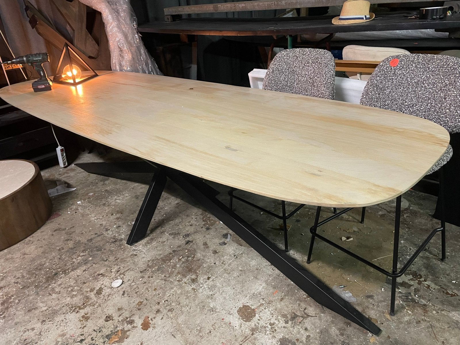 Deens Ovale Eiken Eettafel 300x100 met Spinpoot, Huis en Inrichting, Ophalen, 100 tot 150 cm, Eikenhout, Vijf personen of meer