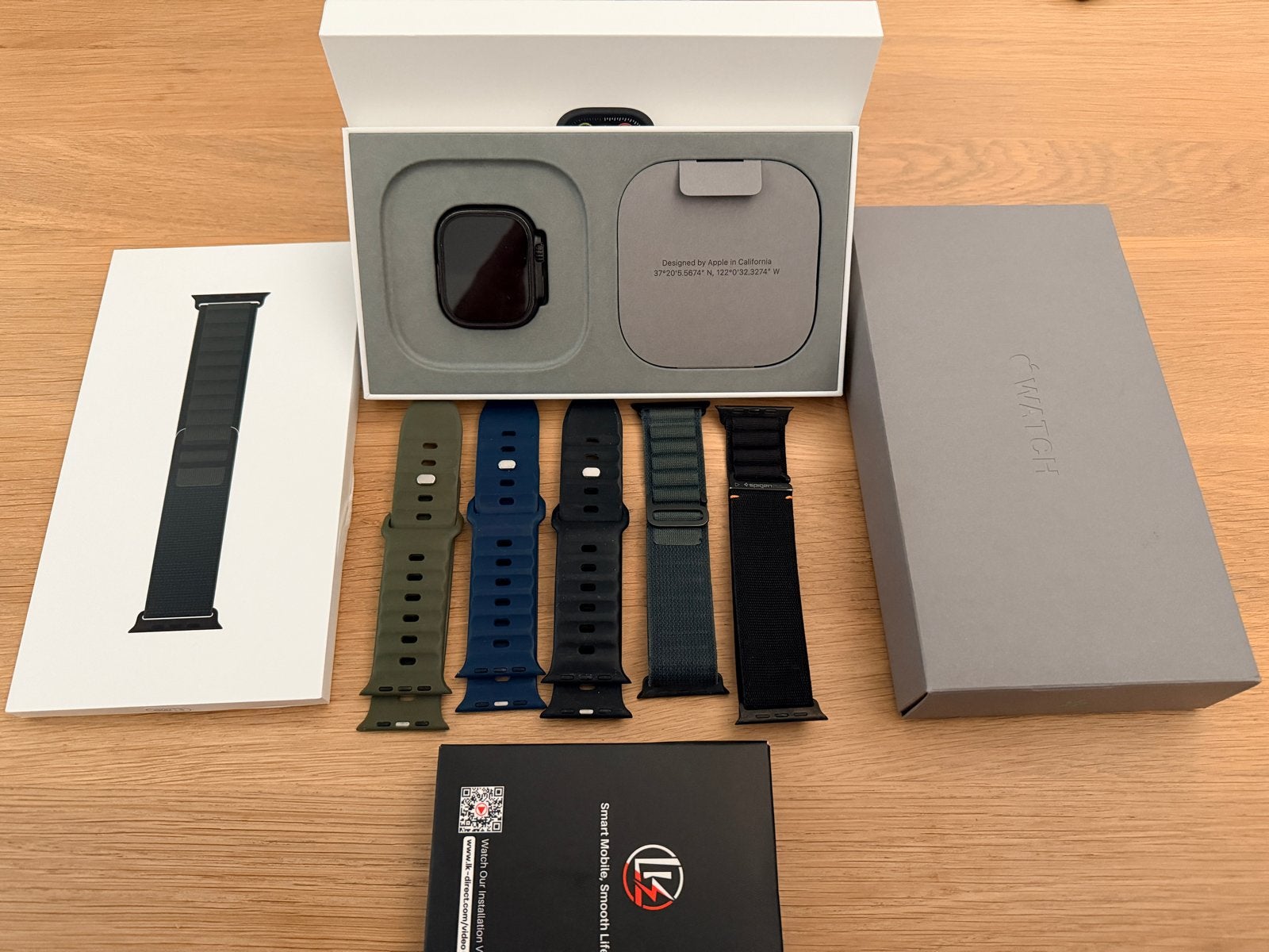 Apple Watch Ultra 2 met diverse bandjes, Sieraden, Tassen en Uiterlijk, Smartwatches, Afstand, Zwart, IOS, Ophalen of Verzenden