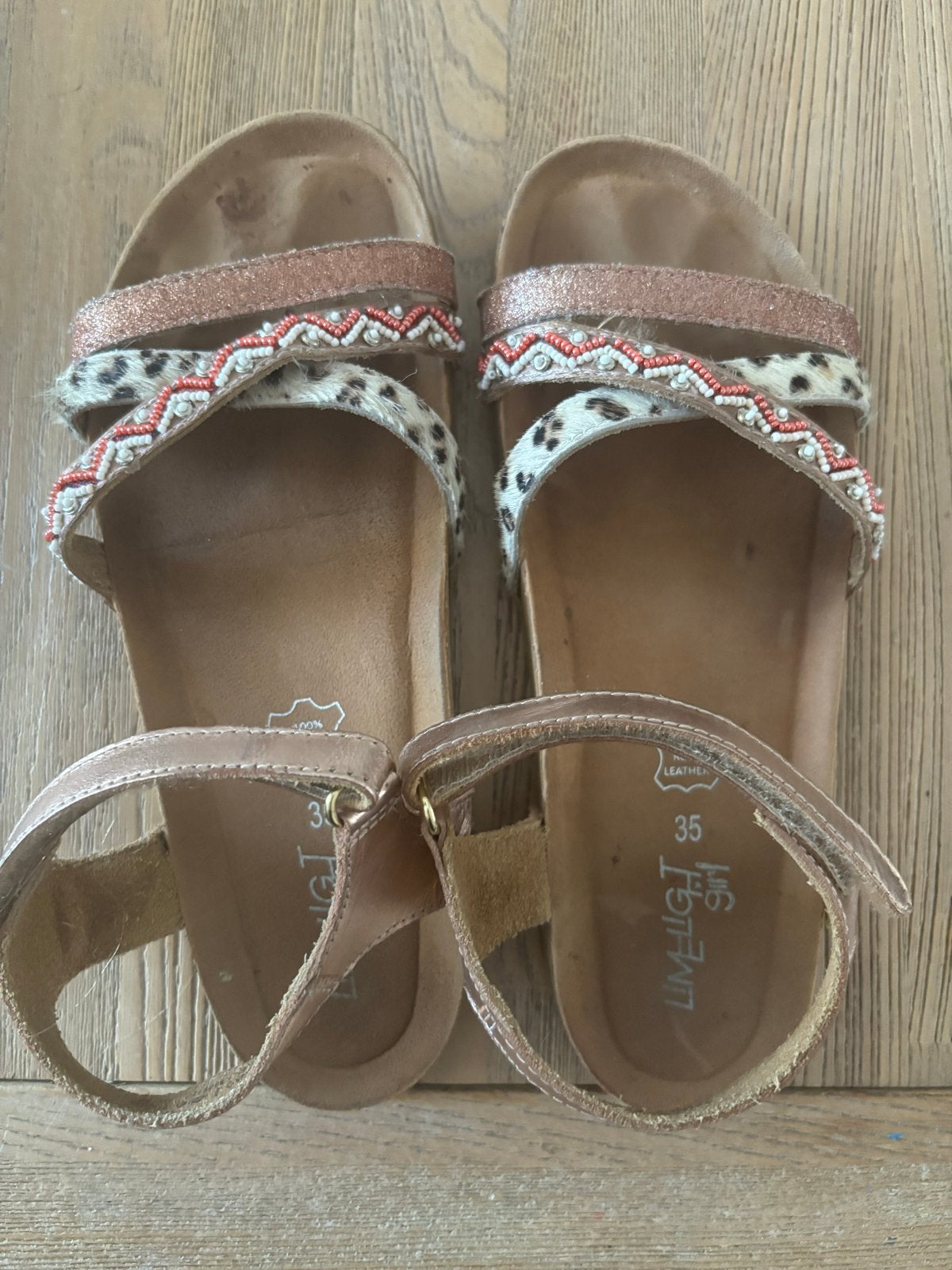 Leren meisjes sandalen maat 35 zgan, Ophalen of Verzenden, Zo goed als nieuw, Meisje, Overige typen