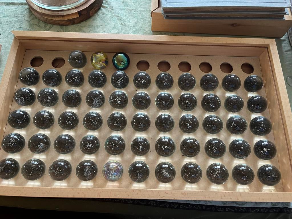 58 Grote Glazen Knikkers (Bonken) met Sierbelletjes, Ophalen, Zo goed als nieuw, Jongen of Meisje