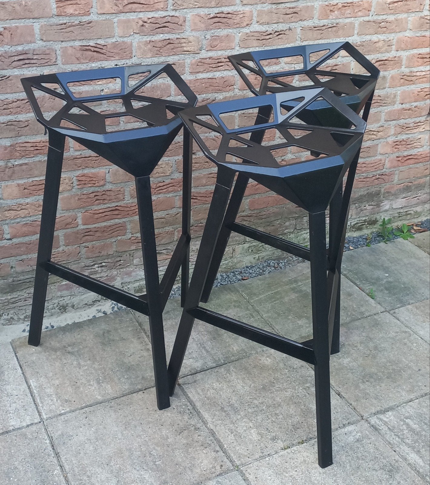 3 Magis Stool One barkrukken Zwart, Gebruikt, Met voetsteun, 60 tot 90 cm, Ophalen of Verzenden