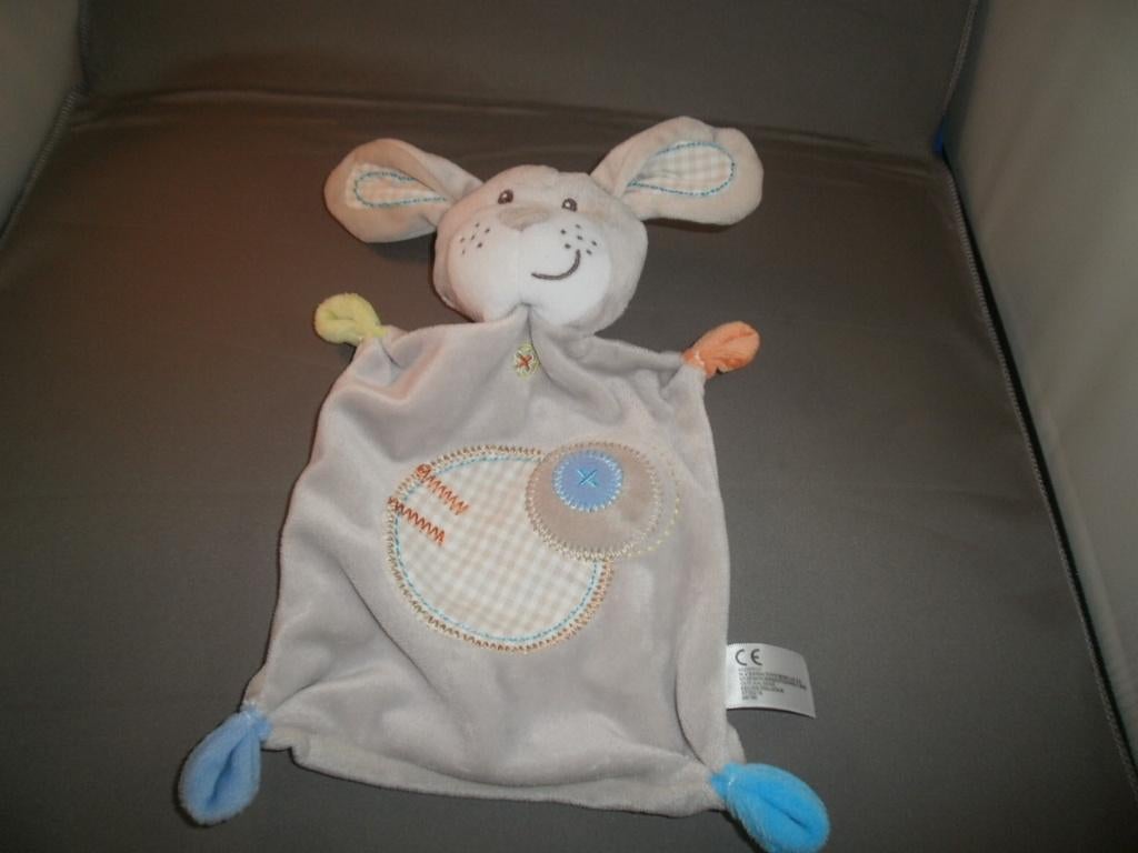 nicotoy Simba konijn/hond crème grijs katoen velours en Op, Grijs, Ophalen of Verzenden, Wasbaar, Middelgroot (20 tot 80 cm)