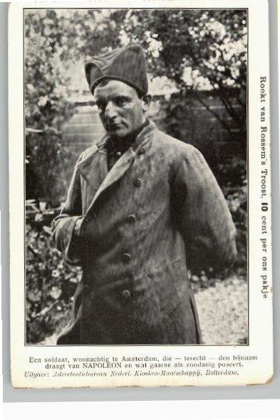Soldaat Napoleon reclamekaart Rookt Van Rossem's Troost, Ophalen of Verzenden, Voor 1920, Ongelopen, Zuid-Holland