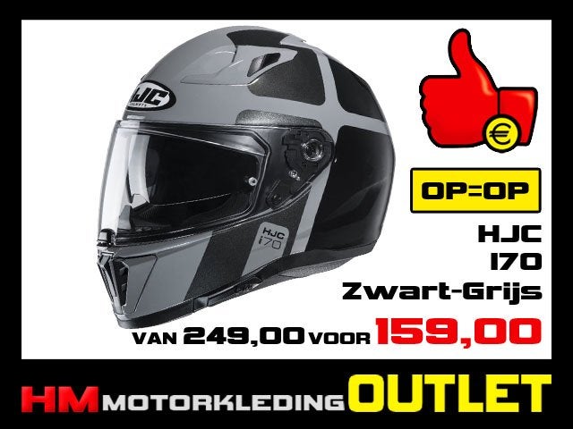 Motorhelm HJC I70 Prika - Zwart-Grijs - M 58 - XL 62, Info@huybersmotoren.nl, HM - Sale, Kinderen, Integraalhelm