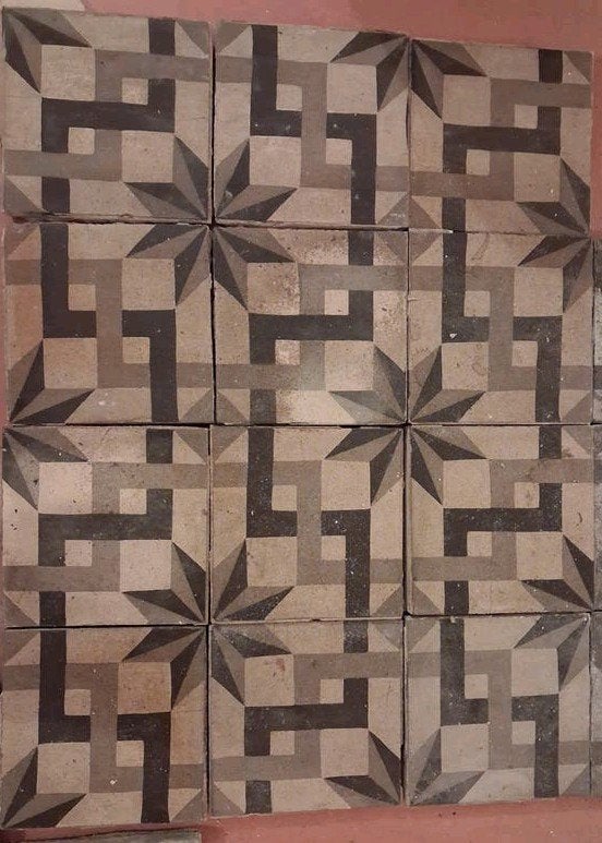 ca 1875 drie soorten vintage antieke cementtegels met uniek, Doe-het-zelf en Verbouw, Tegels, Ophalen, Overige materialen, Gebruikt